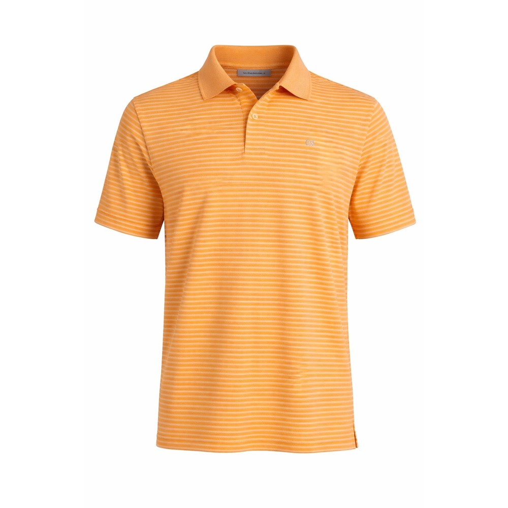 Geoffrey Beene Polo Shirt Mens Small‎ Orange Excellent Striped Cotton Rayon
